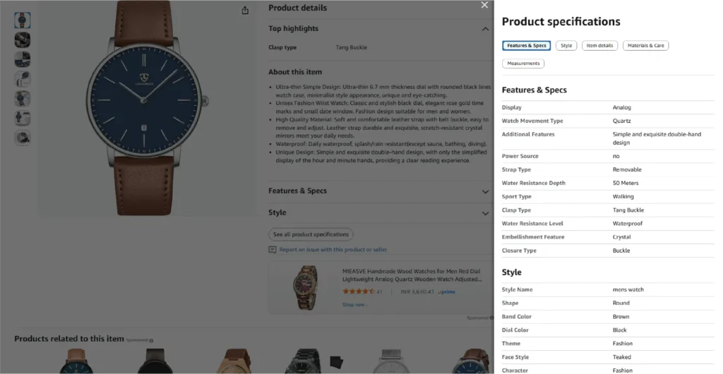 Product description for the ecommerce merchandising