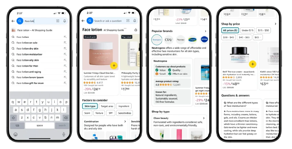 Mobile shopping interface for product - E-commerce merchandising