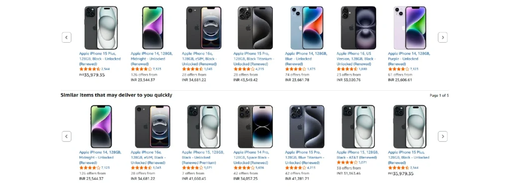 Various models of Apple iPhones displayed - less searching and more recommendations