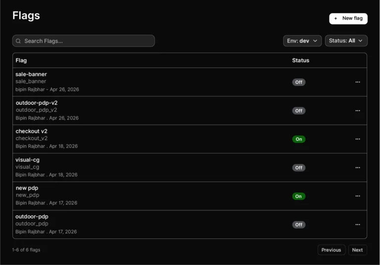 Feature flag dashboard